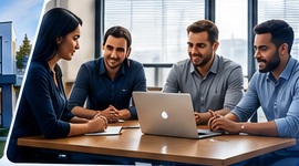 Professional team using software